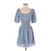 Old Navy Casual Dress - A-Line Square Short sleeves: Blue Print Dresses - Women's Size X-Small