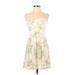 As U Wish Casual Dress - A-Line Sweetheart Sleeveless: Ivory Floral Dresses - Women's Size Small