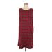 Talbots Casual Dress - Shift Crew Neck Sleeveless: Red Print Dresses - Women's Size 14 Plus