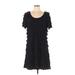 Isle By Melis Kozan Casual Dress - A-Line Scoop Neck Short sleeves: Black Print Dresses - Women's Size X-Large