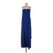 BCBGMAXAZRIA Cocktail Dress - A-Line Open Neckline Sleeveless: Blue Print Dresses - Women's Size 12