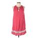 Lucky Brand Casual Dress - A-Line High Neck Sleeveless: Pink Print Dresses - Women's Size Small