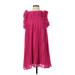 Jodifl Casual Dress - A-Line High Neck Short sleeves: Pink Print Dresses - Women's Size Small