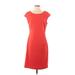 Banana Republic Casual Dress - Sheath Scoop Neck Short sleeves: Orange Solid Dresses - Women's Size Medium