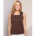 Blair Women's Ottoman Stripe Tank - Brown - L - Misses