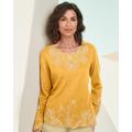 Blair Women's Tonal Embroidered Top - Yellow - S - Misses