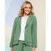 Blair Women's Look-Of-Linen Long Sleeve Blazer - Green - PS - Petite