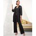 Blair Women's Three-Piece Sequin Duster Pant Set - Black - 16W - Womens