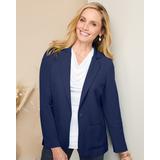 Blair Women's Look-Of-Linen Long Sleeve Blazer - Blue - PL - Petite