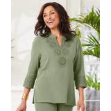 Blair Women's Easy Breezy Crochet Tunic - Green - PXL - Petite