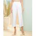 Blair Women's Stretch Look-Of-Linen Crop Pants - White - L - Misses