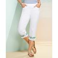 Blair Women's Summer Bouquet Denim Capris - White - PM - Petite