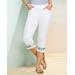 Blair Women's Summer Bouquet Denim Capris - White - 3X - Womens