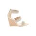 Just Fab Wedges: Ivory Solid Shoes - Women's Size 8 - Open Toe