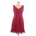 Moulinette Soeurs Casual Dress - Party V Neck Sleeveless: Burgundy Solid Dresses - Women's Size 10