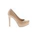 CL by Laundry Heels: Slip On Stiletto Cocktail Tan Solid Shoes - Women's Size 8 - Round Toe