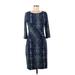 Calvin Klein Casual Dress - Wrap: Blue Print Dresses - Women's Size 8