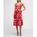 Sleeveless Floral-print A-line Midi Dress