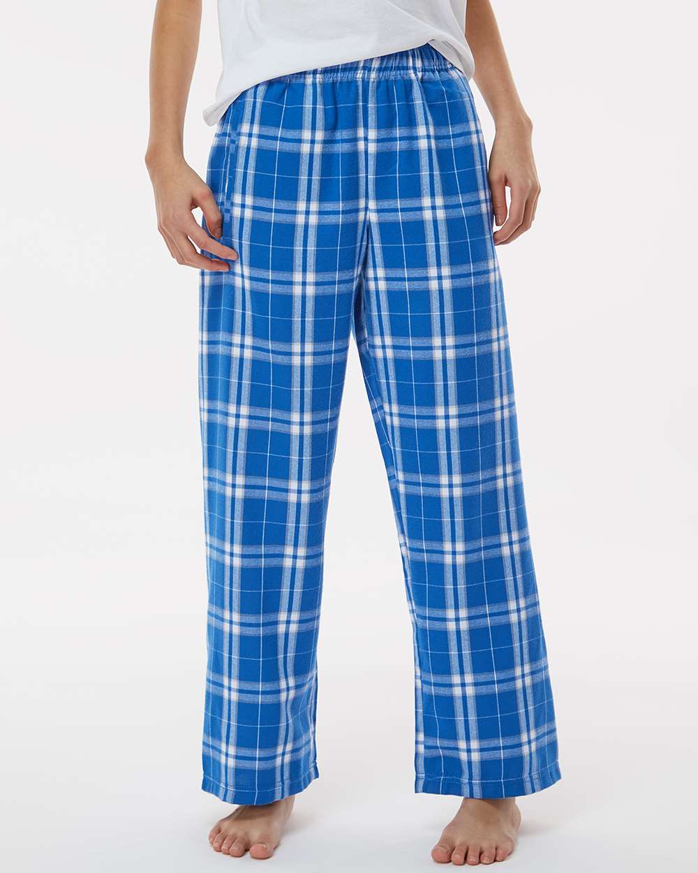 Boxercraft BY6624 Youth Polyester Flannel Pant in Royal/Silver Plaid size Medium