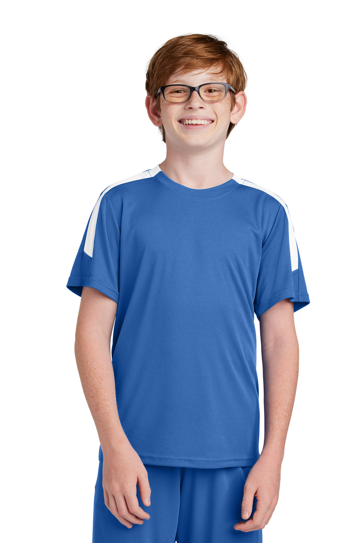 Sport-Tek YST100 Youth Competitor United Crew in True Royal/White size XL | Polyester