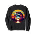 Habicht Vogel Sonnenuntergang Retro Stil Safari Vintage 70er Jahre Sweatshirt