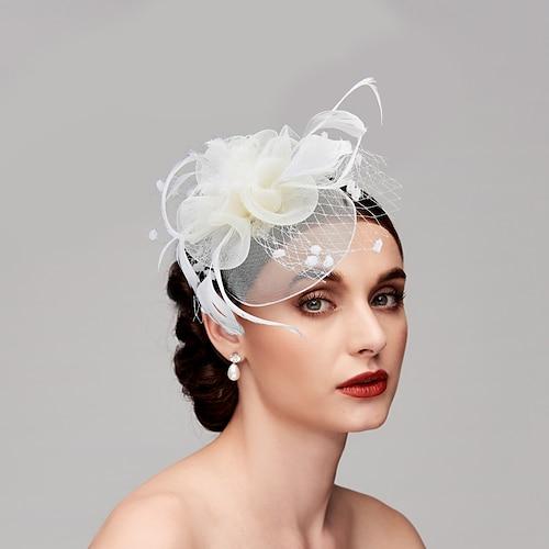 Feder-/Netz-Fascinators Kentucky Derby-Hut/Vogelkäfigschleier mit 1 Stück Kopfbedeckung für Hochzeit/Party/Abend/Damentag