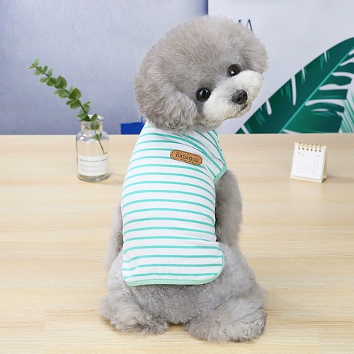 Hundehemd, Hundehemden / T-Shirt, Weste, Streifen, Basic, bezaubernd, niedlich, Hundekleidung, Welpenkleidung, Hunde-Outfits, atmungsaktiv, schwarz, rot, blau, Kostüm Hund, XS Image