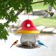 Mushroom Bird Feeder Solar-Powered, Resin Iron Bird Feeder - A Whimsical and Eco-Friendly Way to Feed Birds and Attract Hummingbirds to Your Garden