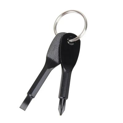 2pcs Portable Phillips Slotted Screwdriver Key Ring Set - Multi-Functional Mini Pocket Repair Tool Gadget for Camping Accessories