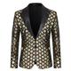Male Blazer Wedding Party Party Evening Pocket All Seasons Sequined Glittery Wedding Single Breasted Blazer Silver Black Royal Blue Gold