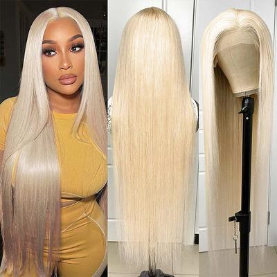 613# T Lace Wig 8-30 Inch Straight Blonde Lace Front Wig Human Hair 13x4x1 Transparent Lace Wigs