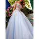 Floral Ball Gown A-Line Prom Blue Purple Dresses Elegant Dress Formal Prom Floor Length Sleeveless Off Shoulder Tulle Appliques 2024