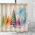 Starry Sky Forest Series Bathroom Shower Shower Curtain with Hooks Bathroom Decor Waterproof Fabric Shower Curtain Set with12 Pack Plastic Hooks