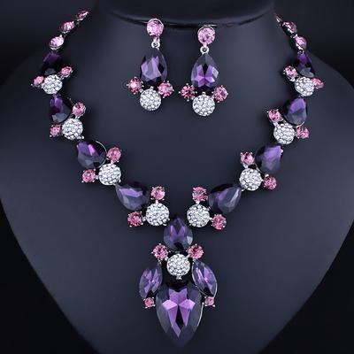 Jewelry Set 3pcs Rhinestone Alloy Earrings Necklace Women's Elegant Vintage Stylish Geometrical Geometric Jewelry Set For Wedding Anniversary Wedding Guest
