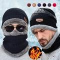 Winter Beanie Hat & Scarf Set, Velvet Beanie Cap Warm Thick Knitted Hat, Ear Protection Warm Neck Gaiter Hat, For Outdoor Cycling Mountaineering, 1 Size 55-60cm