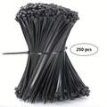 250pcs Cable Zip Ties Heavy Duty 4inch, 6inch, 8inch, 10 Inch, Premium Plastic Wire Ties With 50 Pounds Tensile Strength, Self-locking Black Nylon Tie Wraps For Indoor And Outdoor