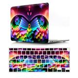 CatXQ Colored Butterfly Design Case for MacBook Pro 15 inch Retina 15 2012-2015 A1398 with Keyboard Cover - B