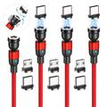 Magnetic Charging Cable Red(4 Pack 10ft+10ft+10ft+10ft) 540Â°Degree Rotation Magnetic USB Cable Nylon Braided