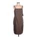 Alex Evenings Casual Dress - Sheath Square Sleeveless: Brown Solid Dresses - New - Women's Size 14