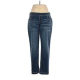 Pajama Jeans Jeans - Mid/Reg Rise Straight Leg Boyfriend: Blue Bottoms - Women's Size Medium - Dark Wash