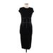 Zara W&B Collection Casual Dress - Sheath Crew Neck Short sleeves: Black Print Dresses - Women's Size Medium