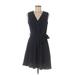 DKNY Casual Dress - Shirtdress V Neck Sleeveless: Black Solid Dresses - Women's Size 8