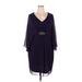 Connected Apparel Cocktail Dress - Shift V Neck 3/4 sleeves: Purple Solid Dresses - New - Women's Size 20 Plus