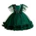 2T Baby Girls Dress 3T Girls Sleeveless Dress Girls Party Dress Solid Color Toddler Girls Princess Dress Sequins Layered Tulle Dress Green