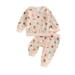 Frobukio Toddler Baby Girls 2Pcs Christmas Outfits Long Sleeve Santa Print Sweatshirt Tops Pants Set Clothes