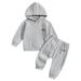 QIANGONG Boys Outfit Sets Waffle Boys Outfit Sets Hooded Long Sleeve Boys Outfit Sets Grey 12-18 Months