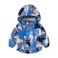 QUYUON Toddler Windbreaker Jacket with Hood Baby Boys Girls Winter Windproof Thick Light Hoodie Jackets Kids Full Zip up Hooded Jackets Outerwear Coat Lightweight Fall Jackets Blue 7T-T