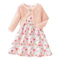 Tosmy Toddler Girl Clothing Long Sleeve Butterfly Floral Print Coat Dress 2 Piece Outfits Clothes Set For Children Kids Fall Winter Clothes Cute Clothes Fashion 2023