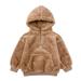 Elainilye Fashion Fleece Jacket For Toddlers Girls Boys Fleece Hoody Jackets Kids Zip Up Outerwear Coat Toddler Kids Sweatshirt Brown