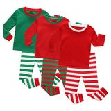 KYAIGUO Toddler Kids Christmas Pajamas + Striped Pants Outfit 2-9y Boys Girls 2 Piece Pjs Sets Cotton Sleepwear for Festive Christmas Pajama Sets